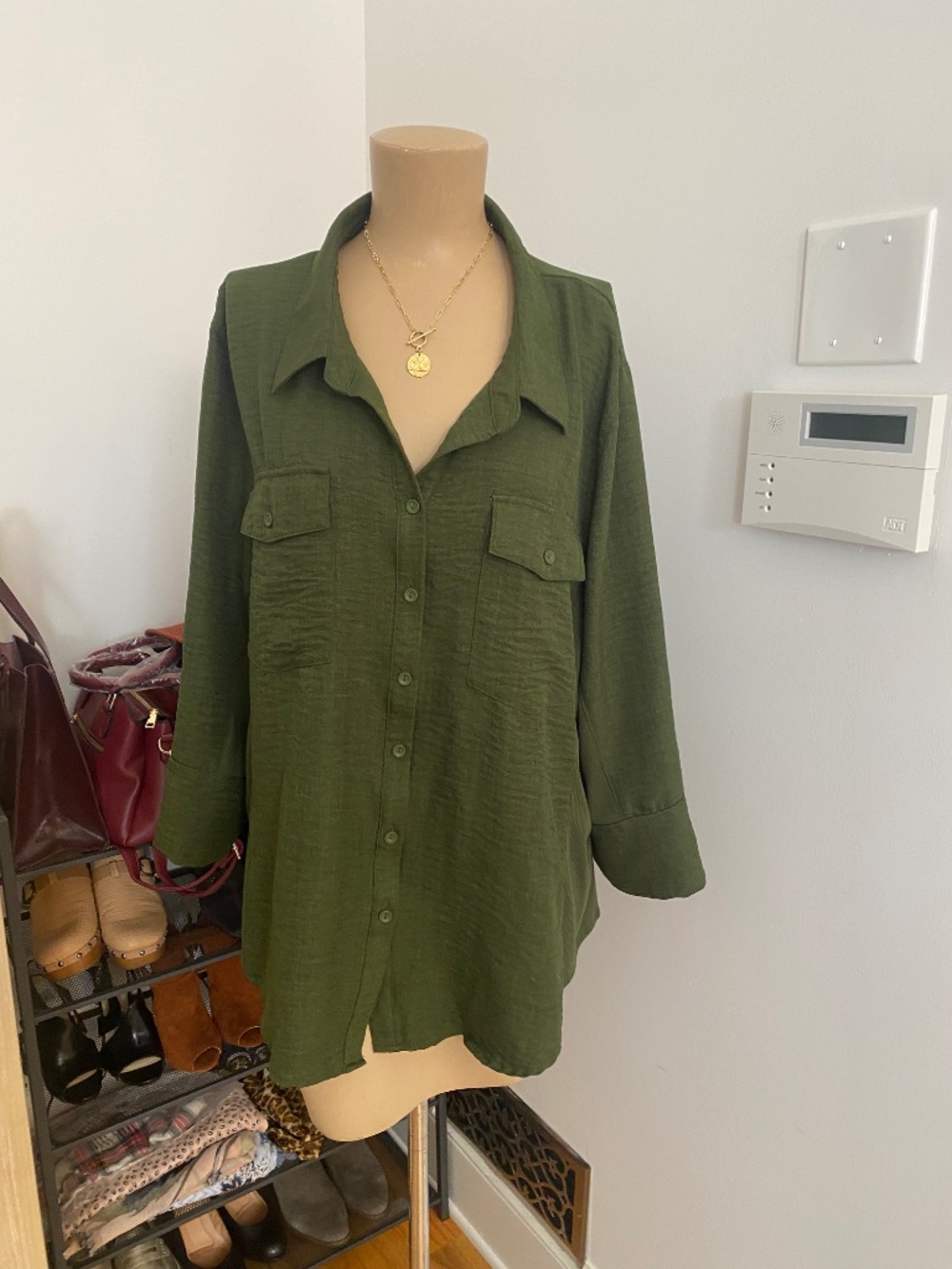 015 - Caviling Army Green Blouse Size 3X - ROSE & JUNE LIVE SALE – ITEMS 1–50